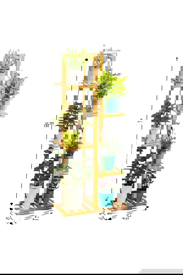 Living and Home Rustic Wooden 5-Tiered Potted Plant Stand