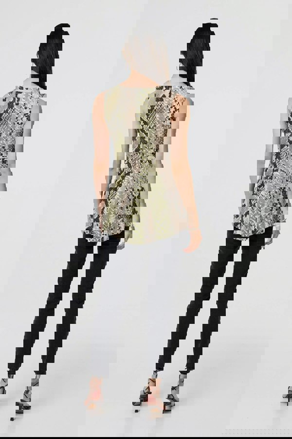 Green | Snake Print Sleeveless Curve Hem Top
