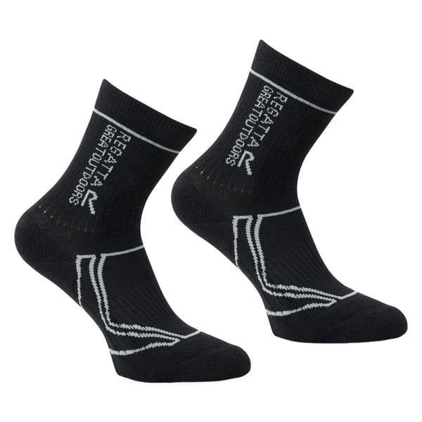 Regatta Great Outdoors Childrens/Kids 2 Season Coolmax Trek & Trail Socks - Black/Dark Steel - 