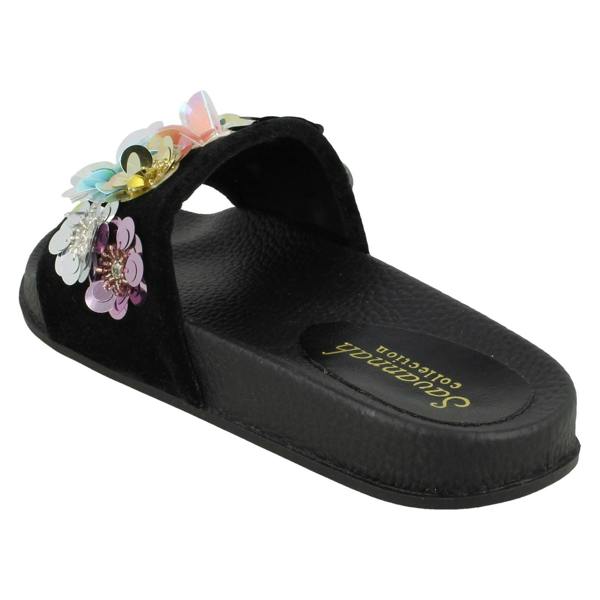 Savannah Ladies Savannah Sequin Flower Slider Mules