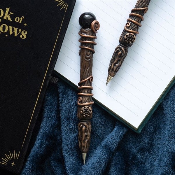 Serano Protection Black Obsidian Crystal Wand Pen