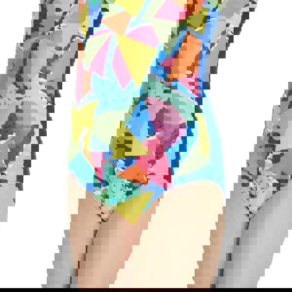 Zoggs Girls Medley Rainbow Strikeback Swimsuit in blue/multi