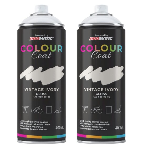 Colour Coat 2X Vintage Ivory RAL 030 90 05 Gloss Spray Paint 400ml