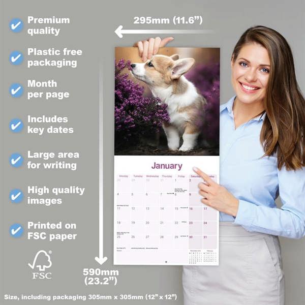 Corgi Calendar 2027, Wall Calendars, Month To View, Dogs, Gift