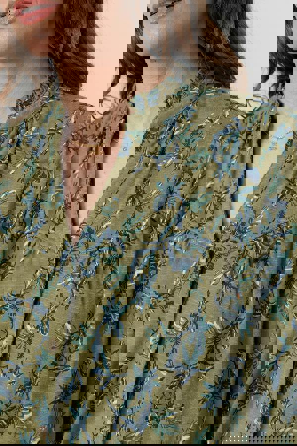 Lily & Me Wayfaring Printed Organic Cotton Jersey Blouse Green