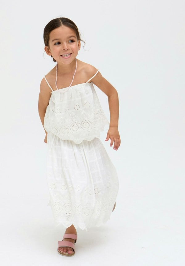 Kids Rufa Spaghetti Strap Windowpane Check cotton Cami In White - image 2