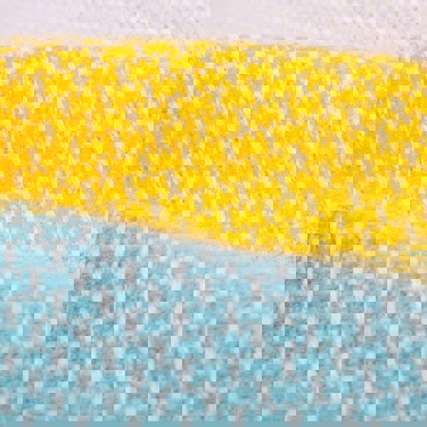 Evening Tales - Pure New Wool Blanket - Super Fluffy - Yellow, Turquoise & Grey - Heating & Plumbing London - Throw
