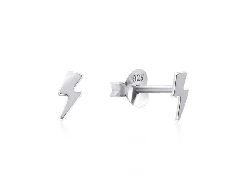 Cooksongold Sterling Silver Lightning Bolt Stud Earrings