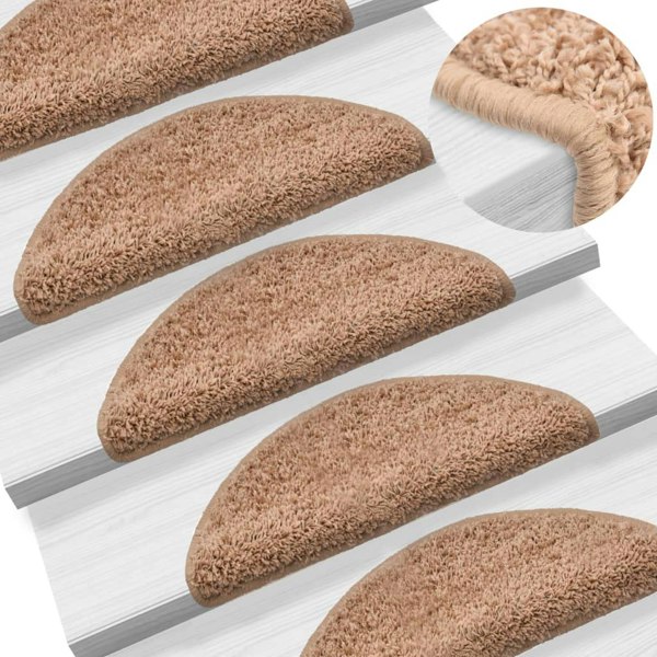 Berkfield Stair Mats 10 pcs 56x17x3 cm Beige