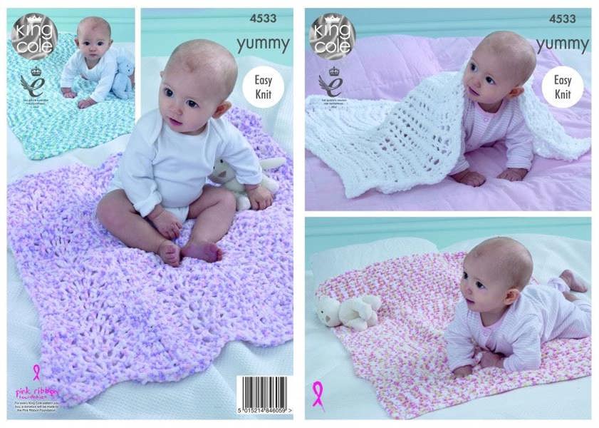 King Cole Yummy Knitting Pattern 4533, Blankets for Baby, One Size - Advanced