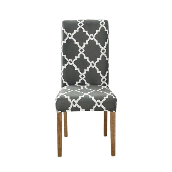 Anyhouz Anyseat Chair Cover Gray Chain Link Pattern Elastic Slipcover Dining Decor