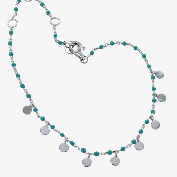 Sterling Silver and Turquoise Enamel Dotty Bracelet - Reeves & Reeves