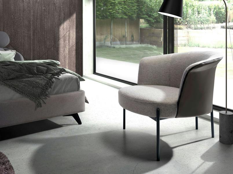 Angel Cerdá Grey Fabric and Dark Grey Leatherette Armchair 5109