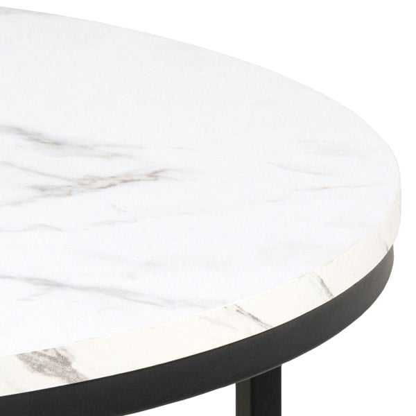 Furniture To Go Spiro Coffee Table with White Marble Melamine Top & Black Legs