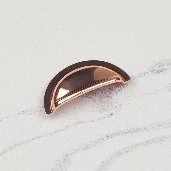 Handle & Home Rose Gold Copper Coordinating Tapered Handle, Cup Handle, and Coordinating Knob