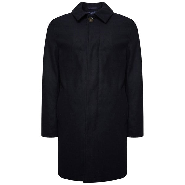 Harry Brown London Wool Blend Overcoat - Navy