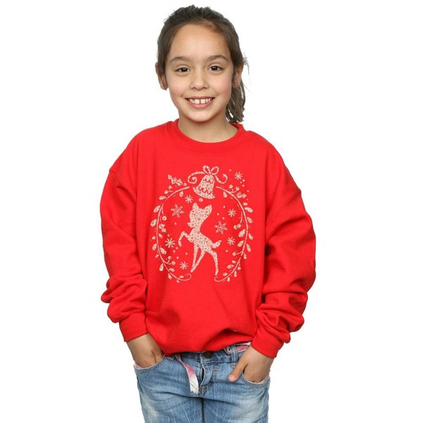 Disney Girls Bambi Christmas Wreath Sweatshirt - Red