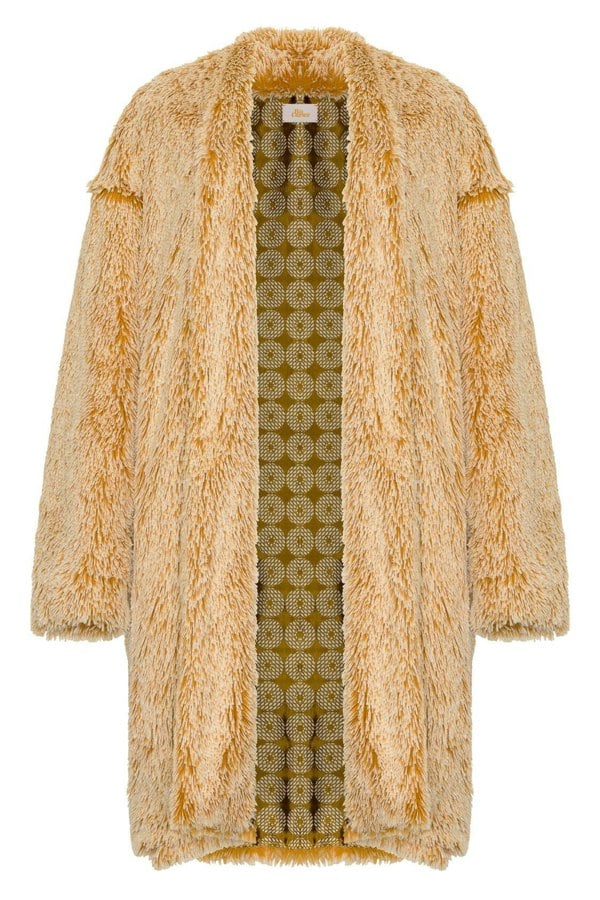 Bo Carter Anja Faux Fur Coat - Yellow