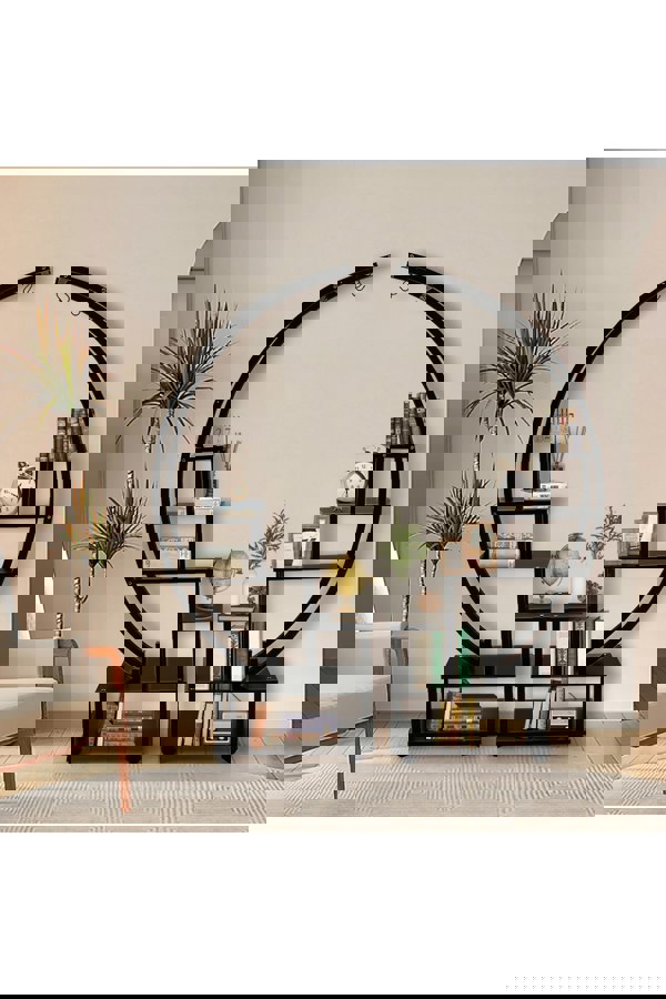 Living and Home 2pcs Half-Moon-Shaped Stand Display Shelf Plant Stand Bookshelf with Wheels