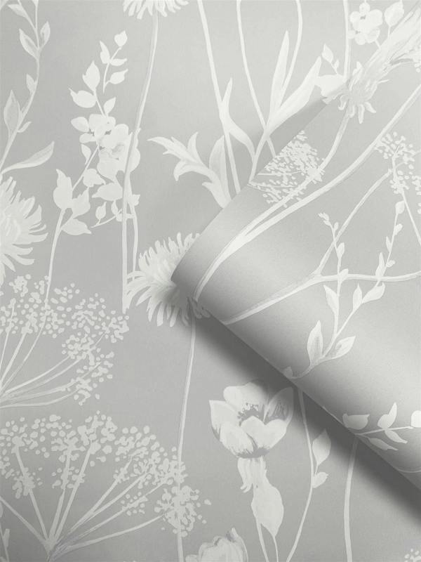Catherine Lansfield Meadowsweet Floral Grey Wallpaper image 3