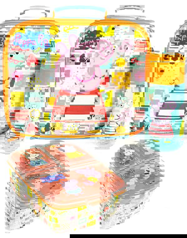 Peppa Pig Girls Blue Multi-Character Placement Prints Lunch Bag Bottle and Snack Pot (One Size)