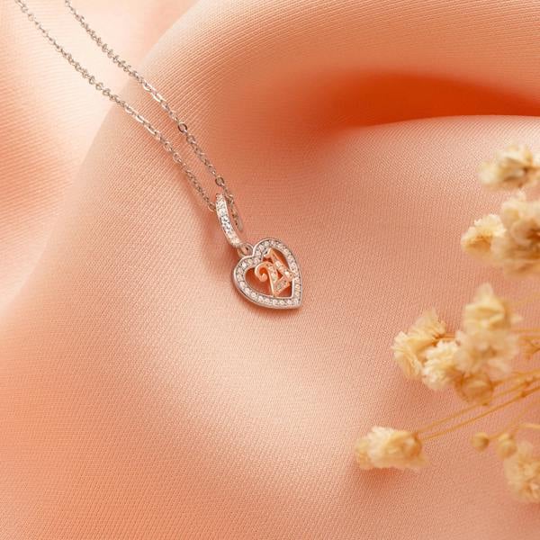 Parus Home 21st Birthday Necklace Sterling Silver And Rose Gold
