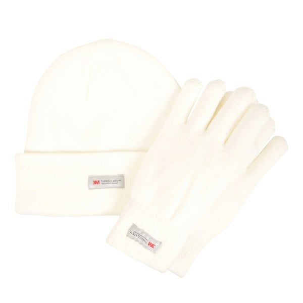 Mountain Warehouse Womens/Ladies Thinsulate Fleece Beanie & Gloves Set - White