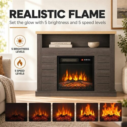 HOMCOM Electric Fireplace Suite, 1800W Electric Fire and Surround