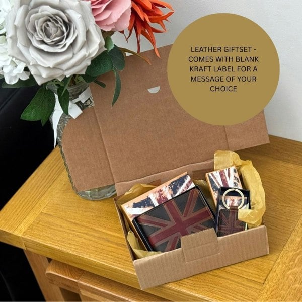 Mala Leather Mens Giftset - Leather Union Jack Wallet & Keyring