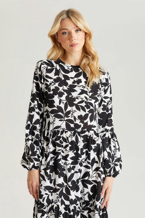 Urban Bliss Black Stencil Floral Smock