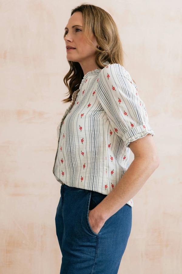 Lily & Me Wren Frill Blouse Ecru