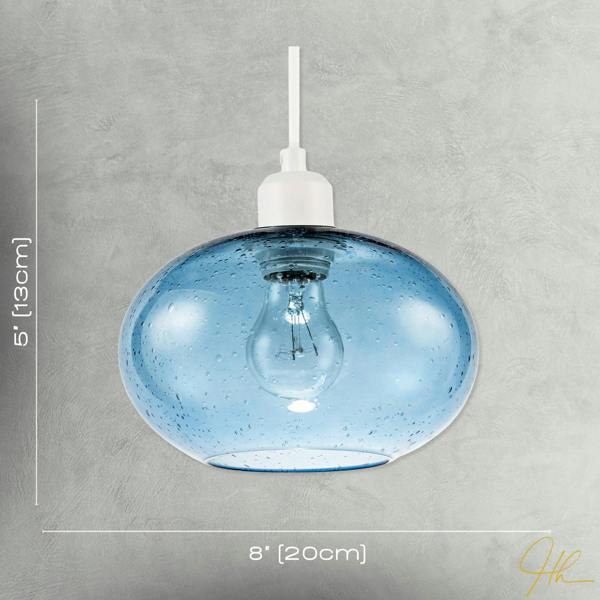 Modern Blue Blown-Glass Pendant Light Shade with Subtle Air Bubbles Image 7