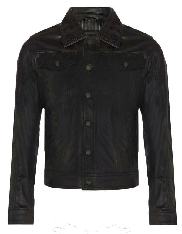 Infinity Leather Men’s Retro Leather Trucker Jacket-Constantine