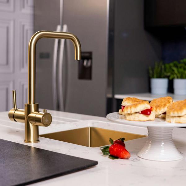Flode Vier 4 in 1 Instant Boiling & Filtered Cold Water Tap | Brushed Brass Finish