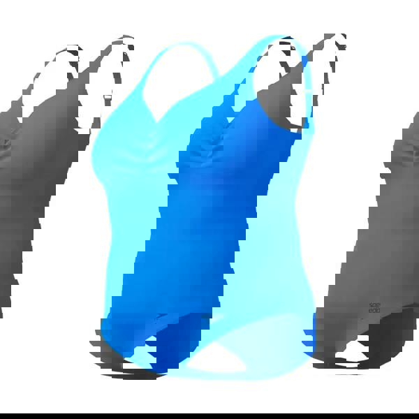 Bright blue Speedo shaping Aquanite plus size swimsuit with cutout and straps