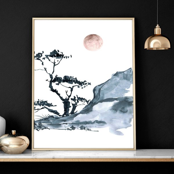 Japanese cherry blossom tree | set of 3 framed wall art