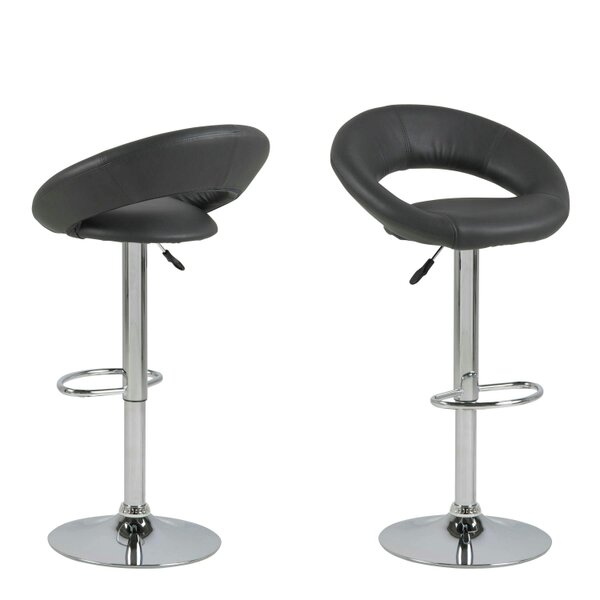 Wyld Haus Set of 2 Jorah Dark Grey Faux Leather Swivel Bar Stool Open Back