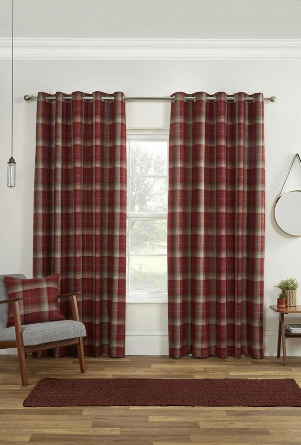 Carnoustie Red Eyelet Curtains
