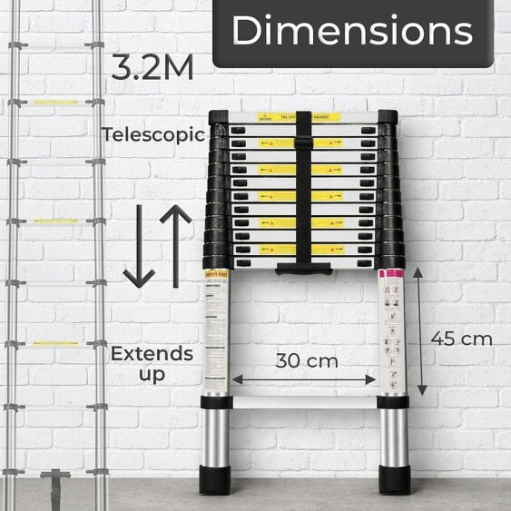 Neo 3.2M Extendable Steel Foldable Telescopic Ladder