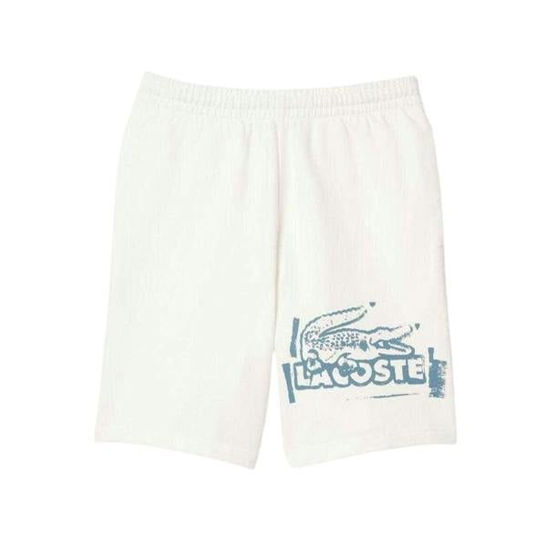 Lacoste Mens Cotton Graphic Print Regular Shorts - Cream - 