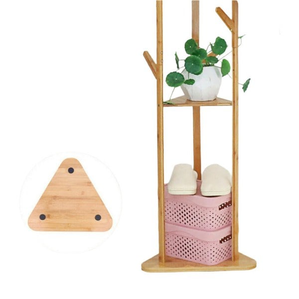 Modcraft Freestanding Wooden Hanger Stand with 10 Hooks for Coats