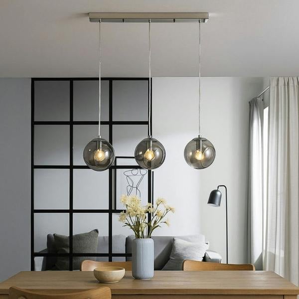 Pagazzi Lighting Nia Chrome Smoke 3-Light Pendant Bar