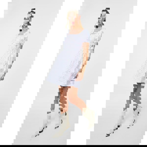 Pink Vanilla Ditsy Puff Sleeve Tiered Mini Dress