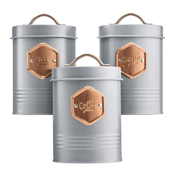 Cooks Professional 3 Piece Kitchen Storage Set | Grey / Copper