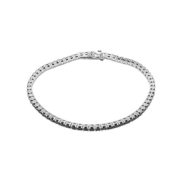 Spero London Sterling Silver Black Tennis Bracelet