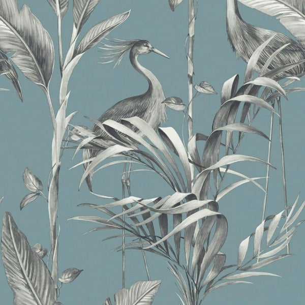 World of Wallpaper Azzurra Leaf Wallpaper - Blue