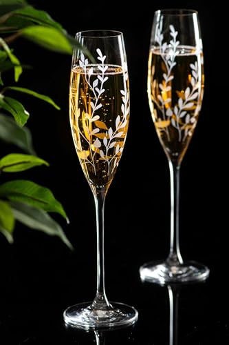 Diamante Crystal Champagne Flutes ‘Breeze’ Pair