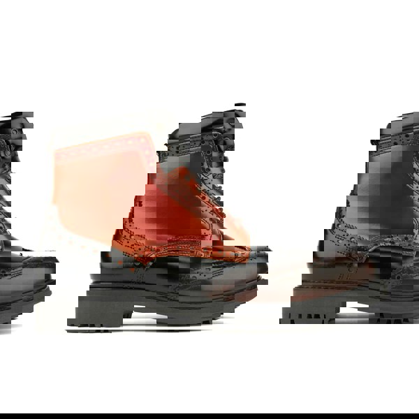 Embassy London Wanderer - Black Brown - Men's chunky combat style boot in black and brown leather