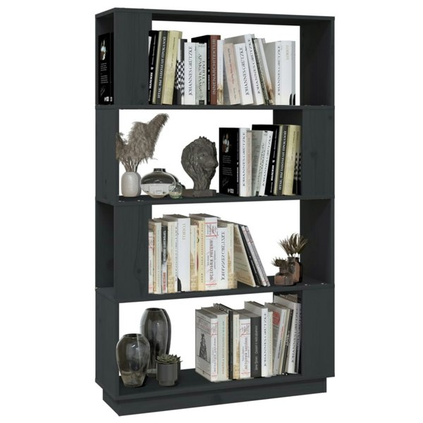 Berkfield Book Cabinet/Room Divider Grey 80x25x132 cm Solid Wood Pine