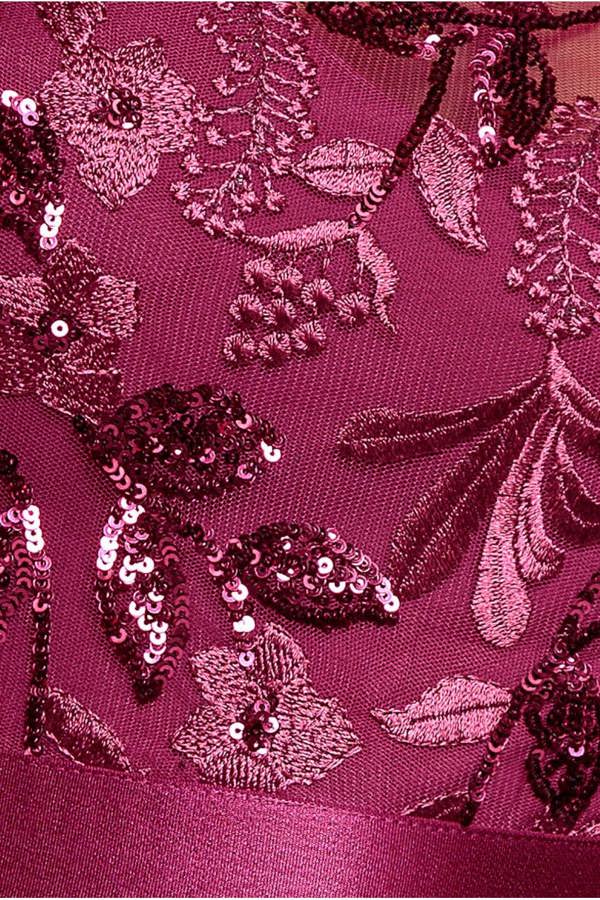 Embroidered Top Chiffon Pleated Midi - Magenta DR3802